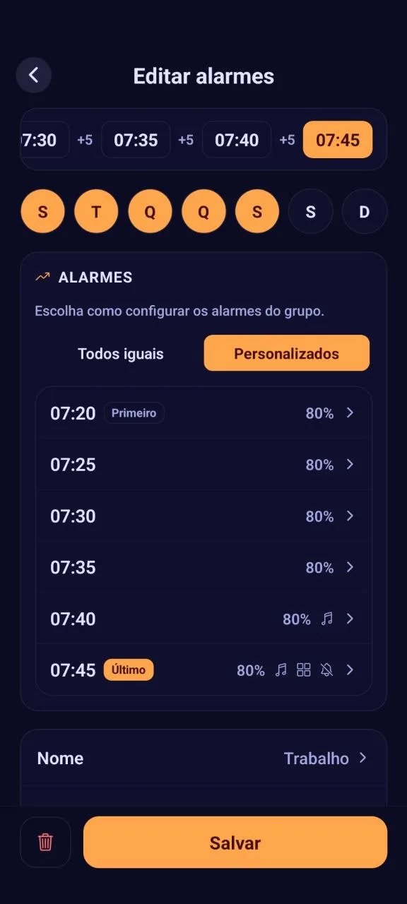 Cada alarme do jeitinho que você quer